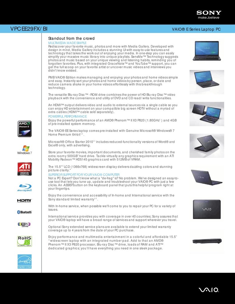 Sony VAIO VPCEE29FX/BI Specifications
