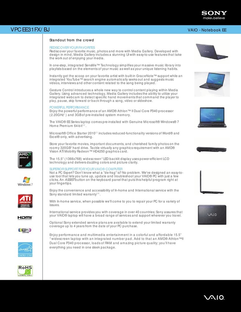 Sony VAIO VPCEE31FX/BJ User manual Sony VAIO VPCEE31FX/BJ User manual
