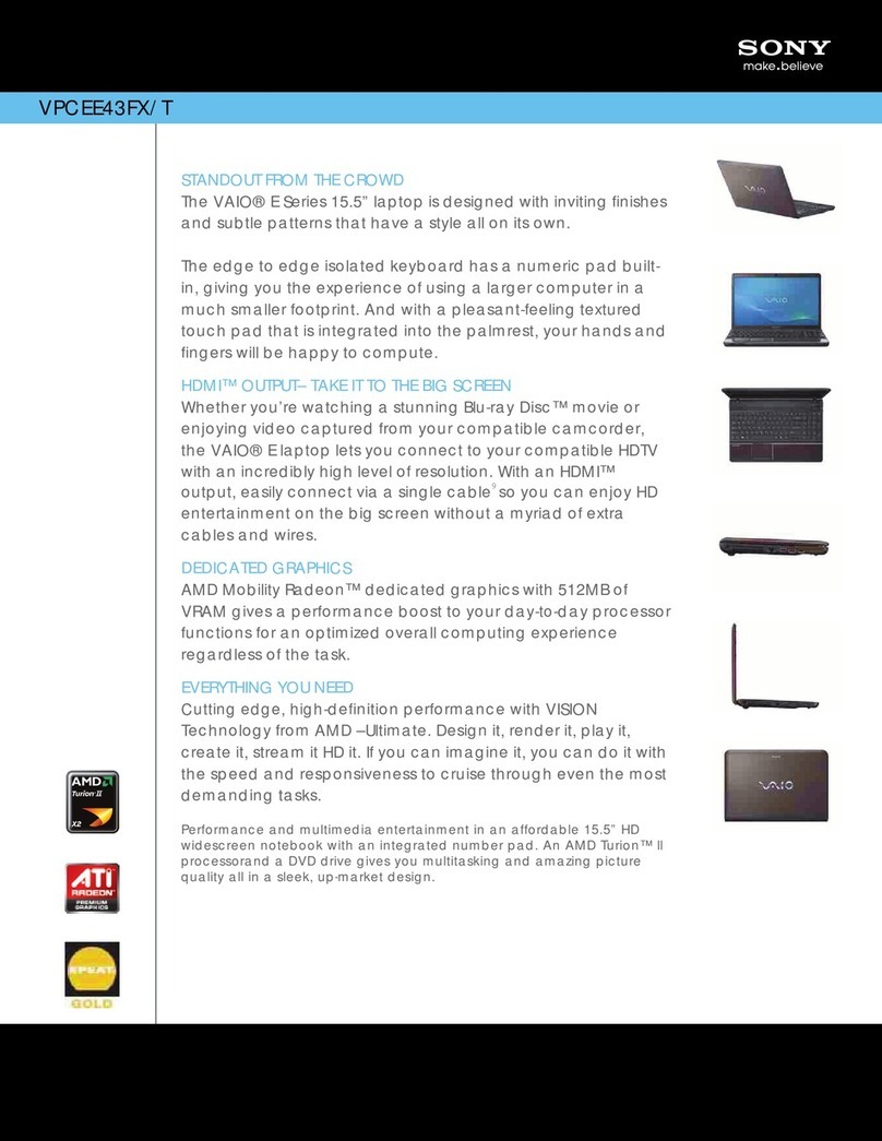 Sony VAIO VPCEE43FX/T User manual