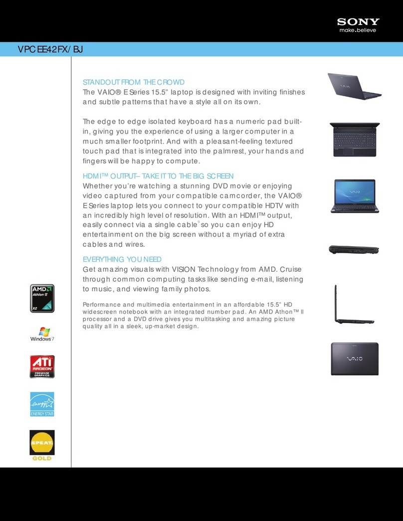 Sony VAIO VPCEE42FX/BJ Specification sheet