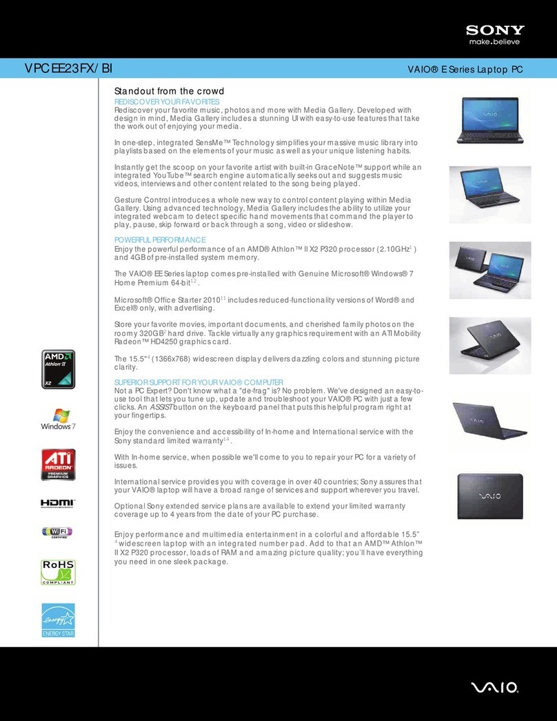 Sony VAIO VPCEE23FX/BI Specifications
