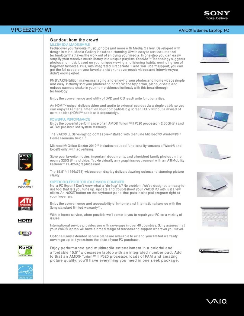 Sony VAIO VPCEE22FX/WI User manual