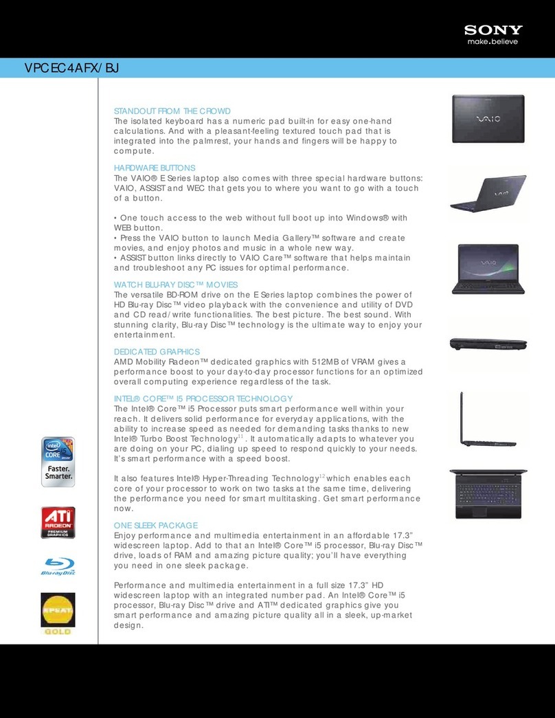 Sony VPCEC4AFX Specifications