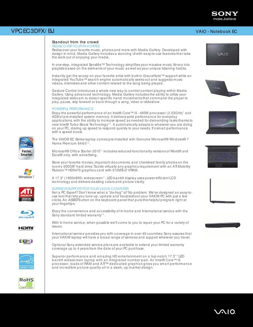 Sony VPCEC3DFX Specifications