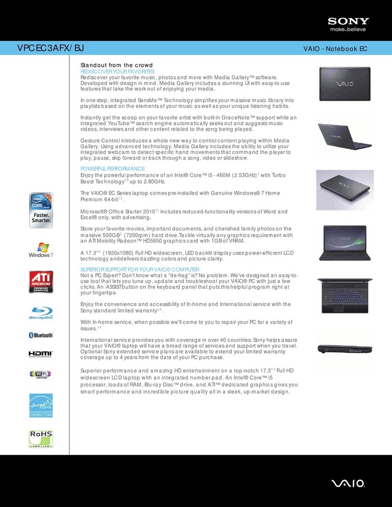 Sony VAIO VPCEC3AFX/BJ User manual