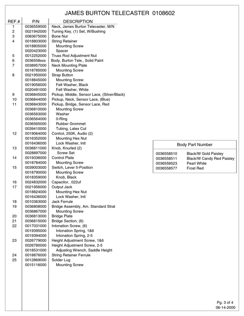 Fender James Burton Telecaster parts list