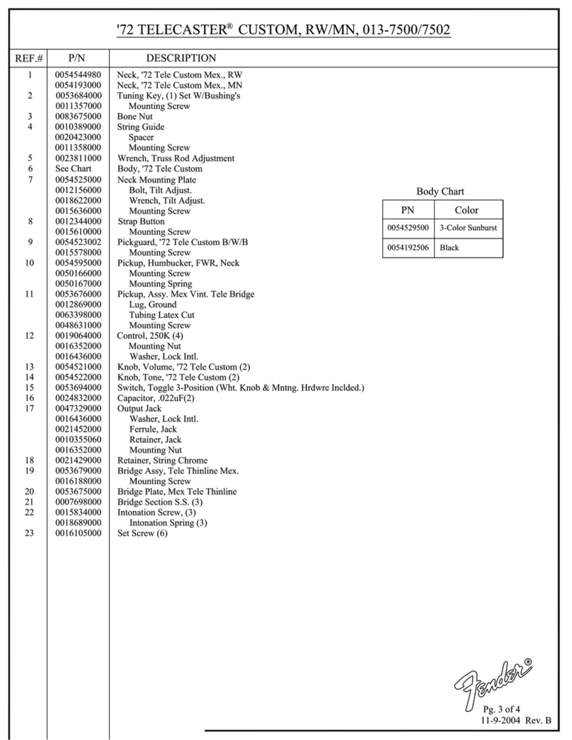 Fender 72 Telecaster Specifications