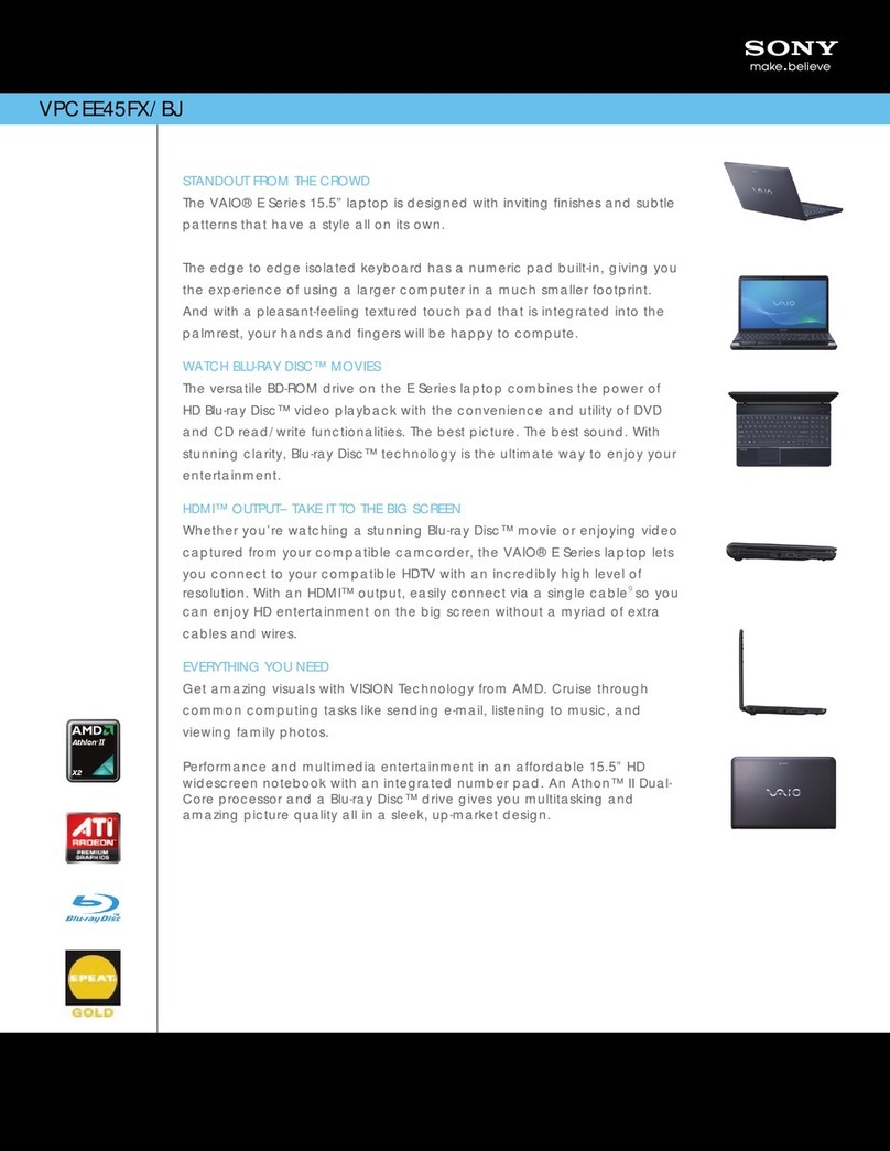 Sony VAIO VPCEE45FX/BJ Specification sheet