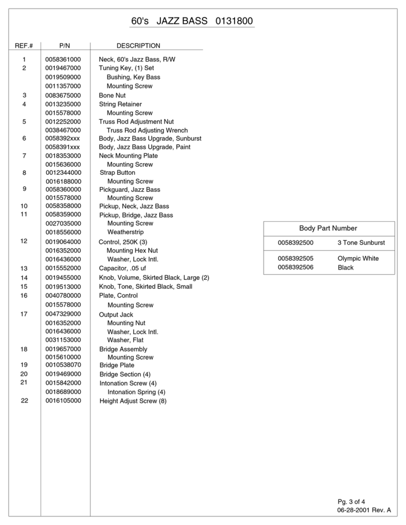 Fender 60s Jazz Bass Specifications