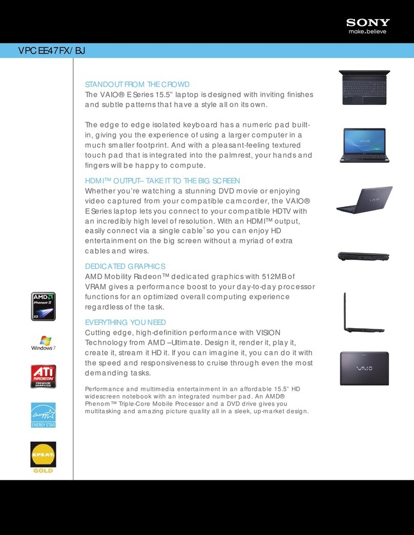 Sony VAIO VPCEE47FX/BJ User manual