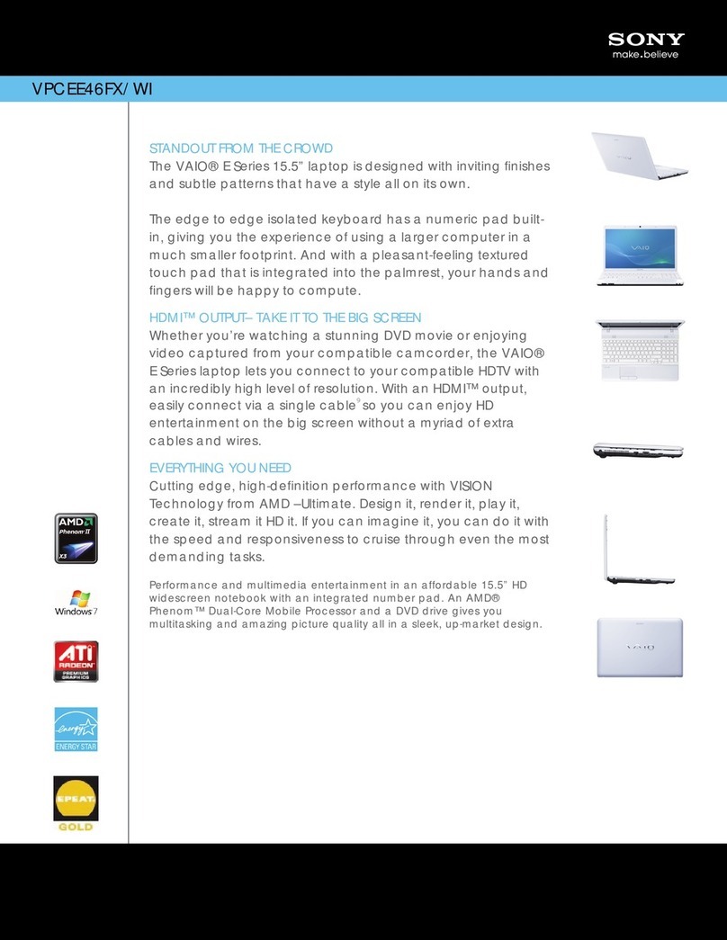 Sony VAIO VPCEE46FX/WI User manual