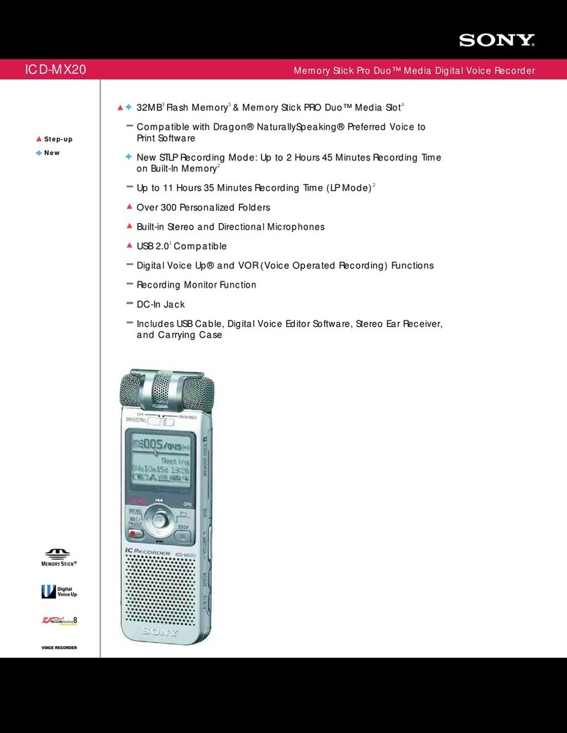 Sony ICD-MX20 - Memory Stick Pro Duo Digital Voice... User manual