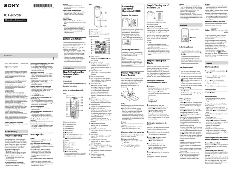 Sony ICD-BX022 operating instructions
