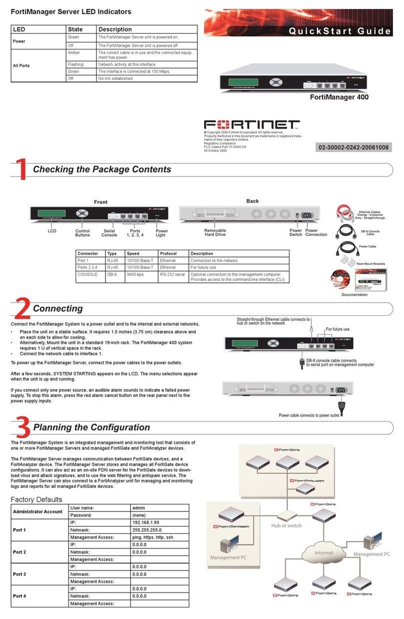 Fortinet FortiManager-400 quick start guide