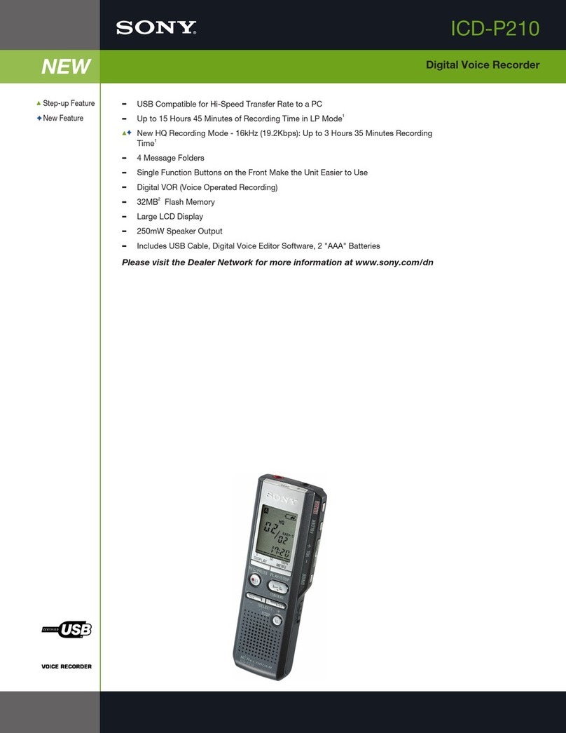 Sony ICD-P210 Digital Voice Editor 2 Specifications