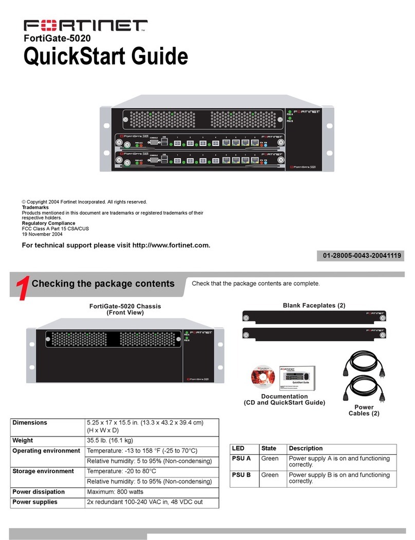 Fortinet FortiGate FortiGate-5020 quick start guide Fortinet FortiGate FortiGate-5020 quick start guide