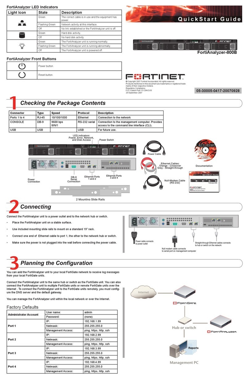 Fortinet FortiAnalyzer-800B quick start guide