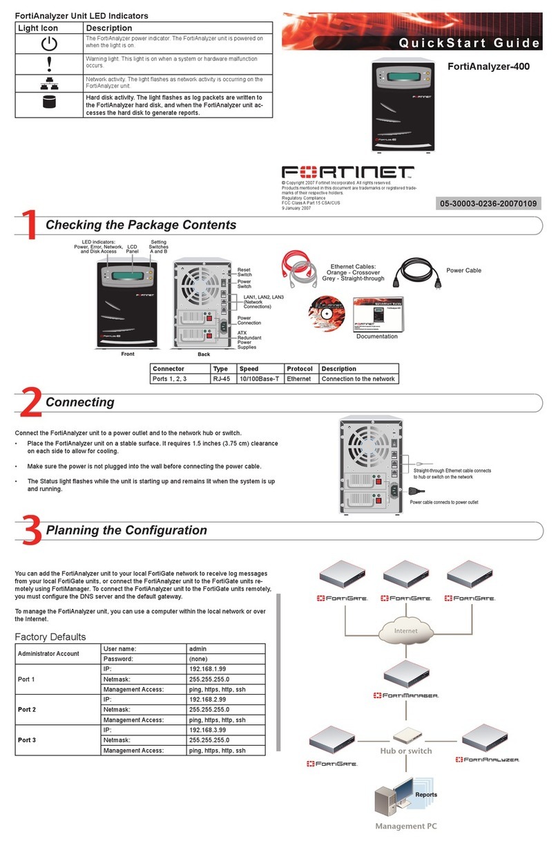 Fortinet FortiAnalyzer-400 quick start guide Fortinet FortiAnalyzer-400 quick start guide