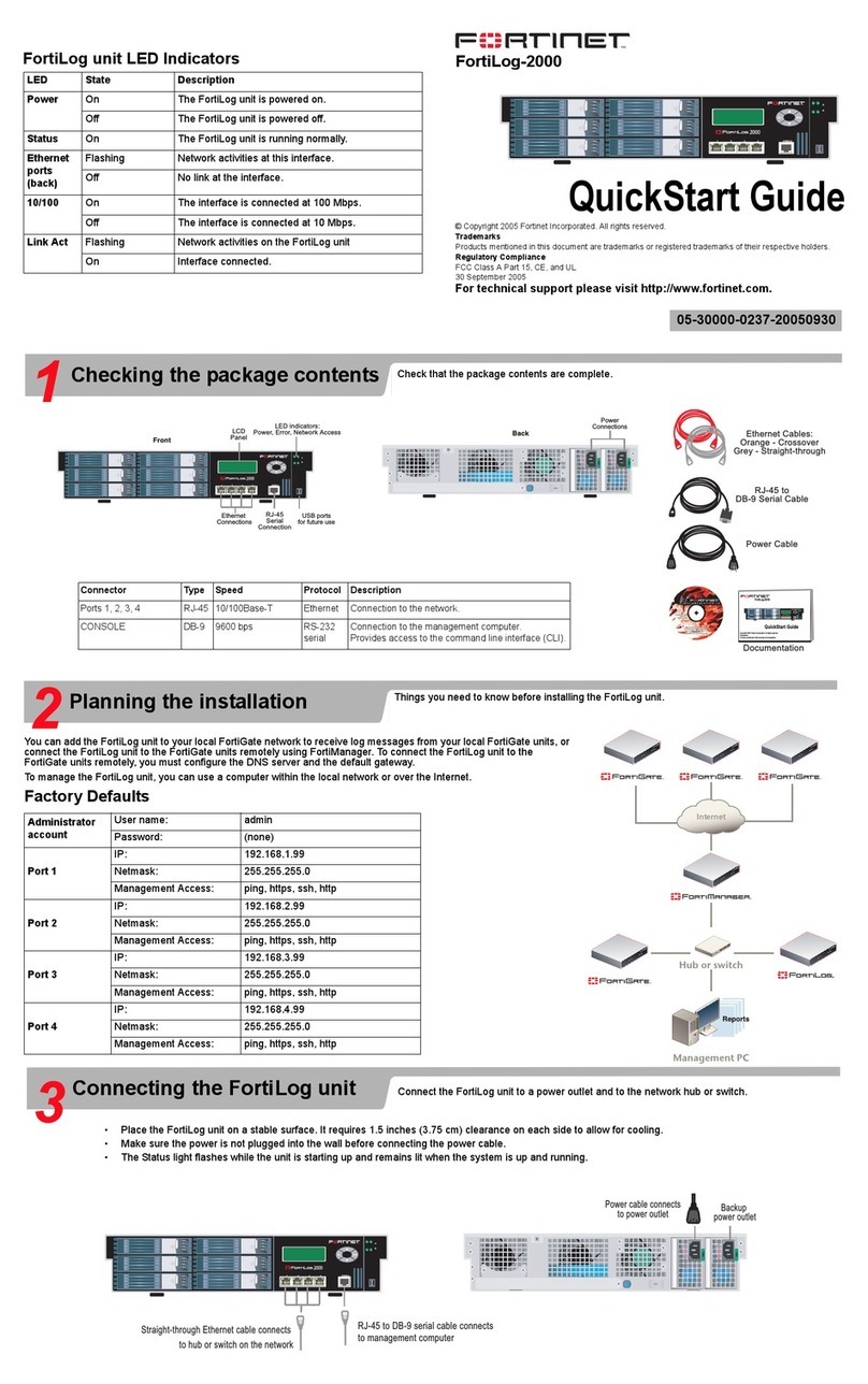 Fortinet FortiLog FortiLog-2000 quick start guide