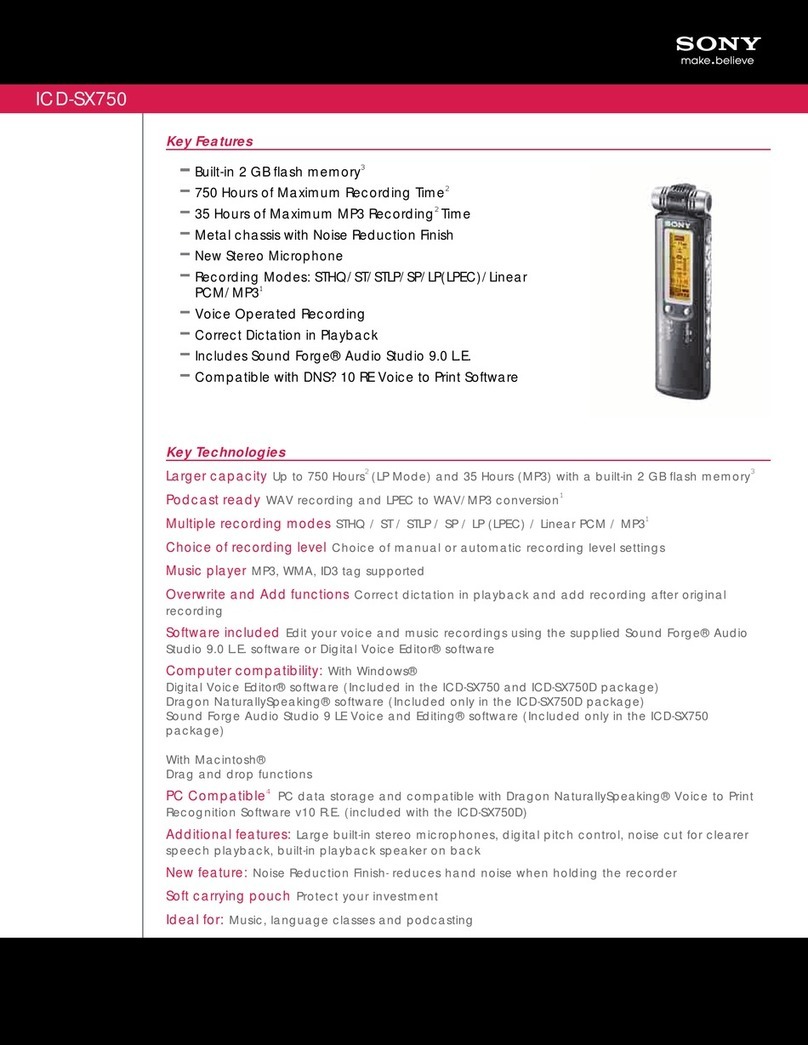 Sony IC RECORDER ICD-SX750 User manual
