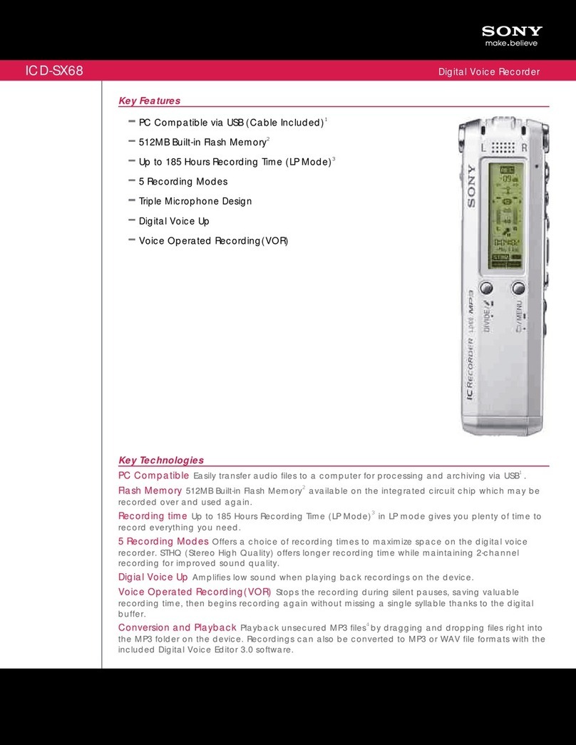 Sony ICD-SX68 Marketing Specifications