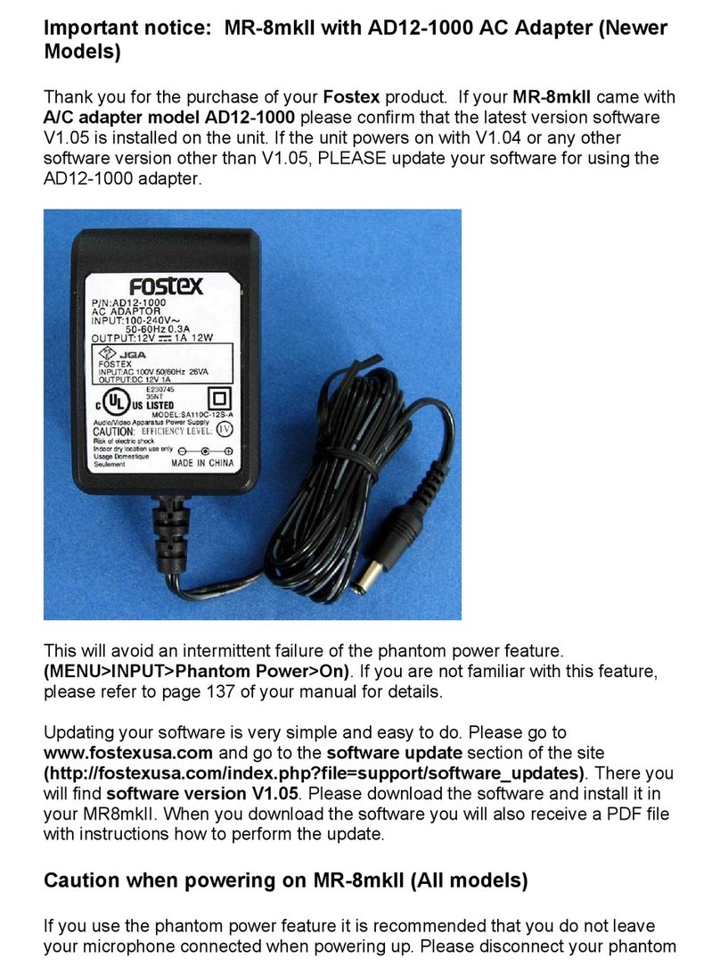 Fostex MR-8 MKII Important notice