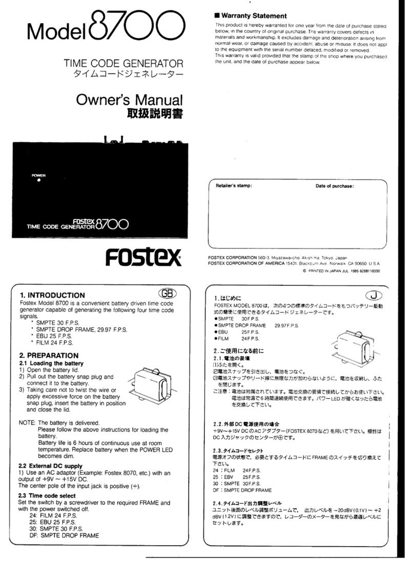 Fostex 8700 User manual