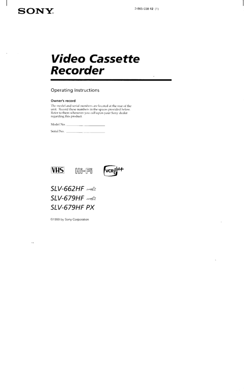Sony SLV-662HF Operating Instructions (SLV-662HF / 679HF / 679HF PX... User manual Sony SLV-662HF Operating Instructions (SLV-662HF / 679HF / 679HF PX... User manual