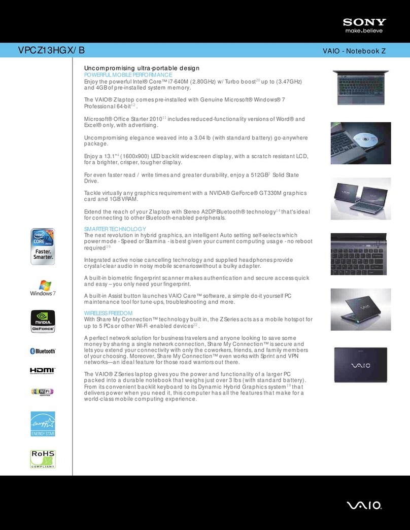 Sony VAIO VPCZ13HGX Specifications