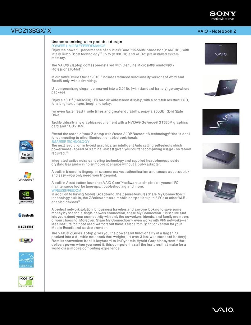 Sony VAIO VPCZ13BGX/X User manual