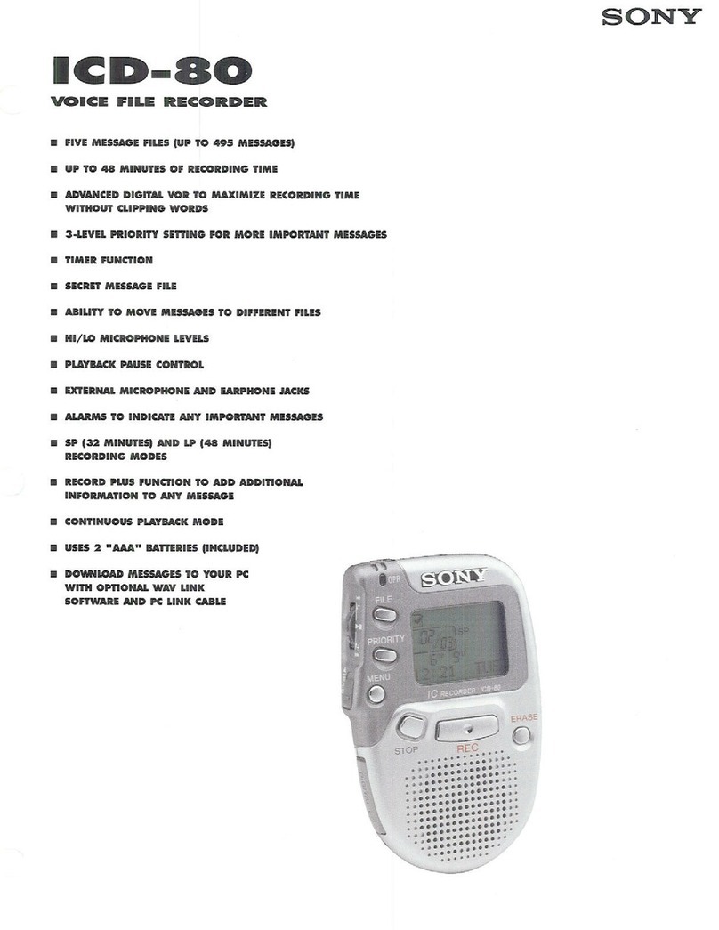 Sony ICD-80 - Ic Recorder Specifications