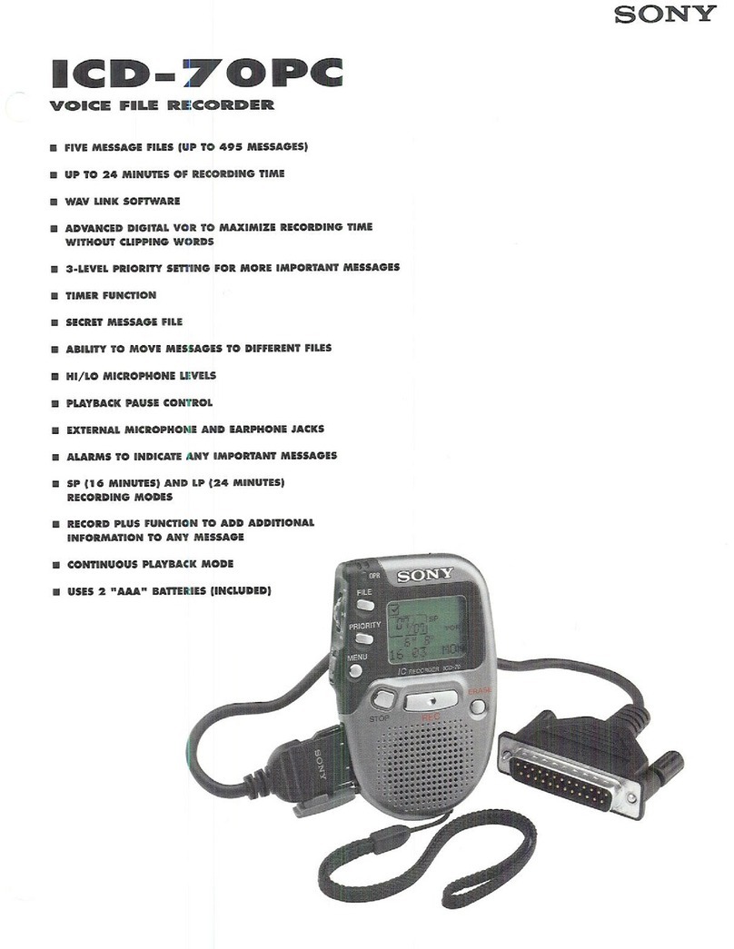 Sony ICD-70PC - Ic Recorder User manual