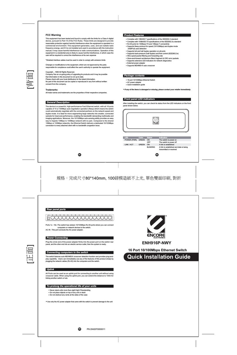 Encore ENH916P-NWY User manual Encore ENH916P-NWY User manual