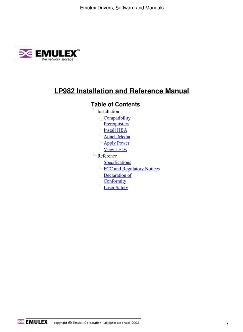 Emulex LP982 Installation and operating manual