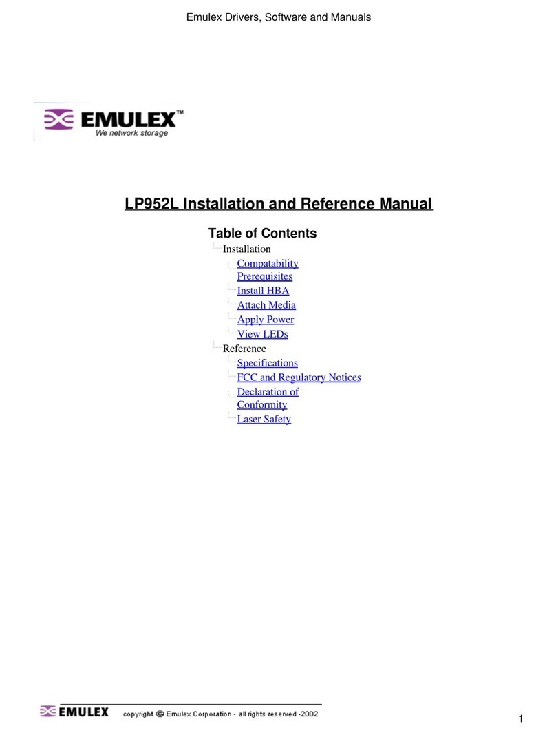 Emulex LP952L Installation and reference manual