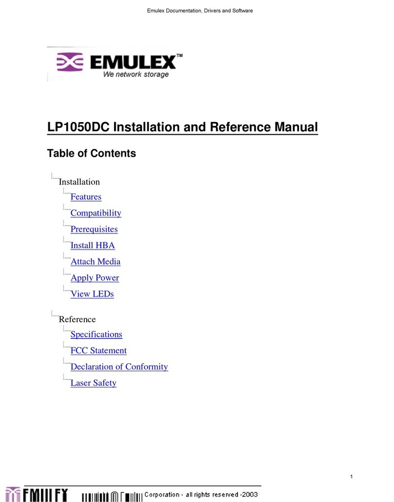 Emulex LP1050DC Installation and operating manual
