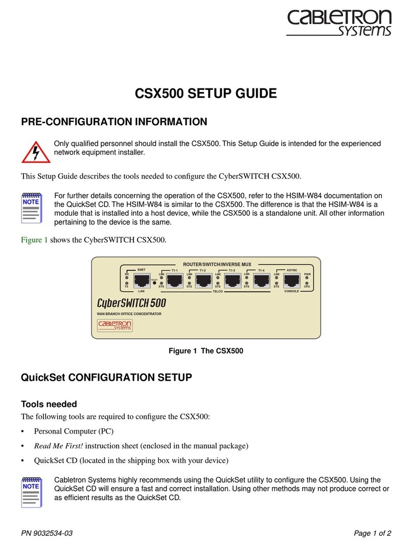 Cabletron Systems CyberSWITCH CSX500 User manual Cabletron Systems CyberSWITCH CSX500 User manual