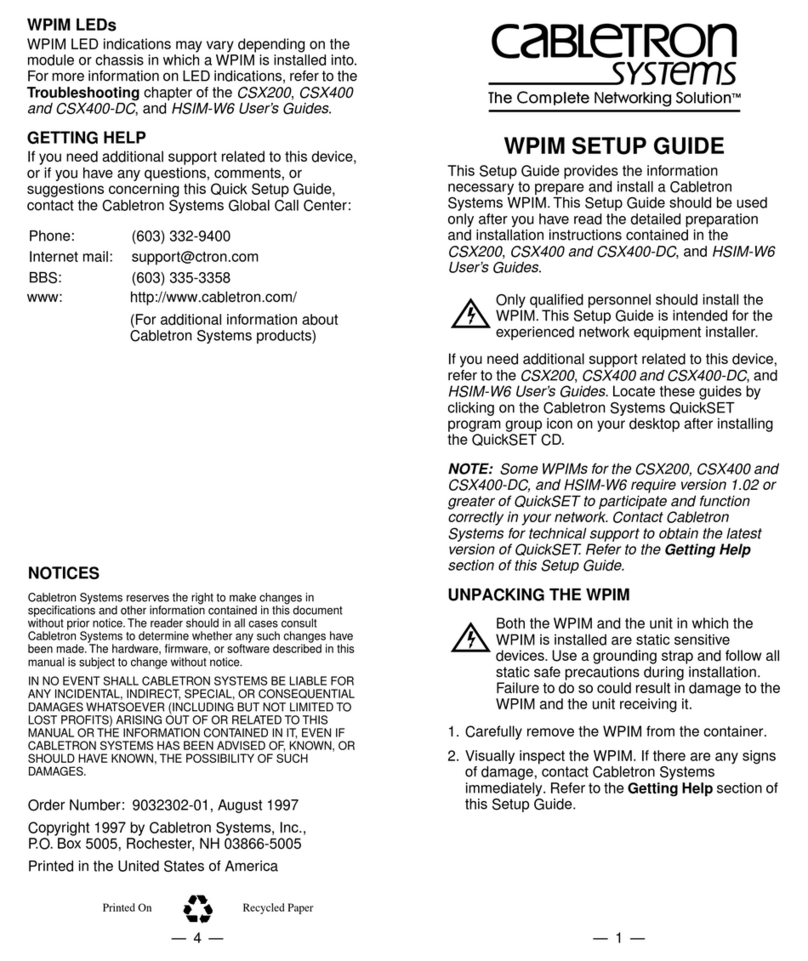 Cabletron Systems CSX200 CyberSWITCH User manual Cabletron Systems CSX200 CyberSWITCH User manual