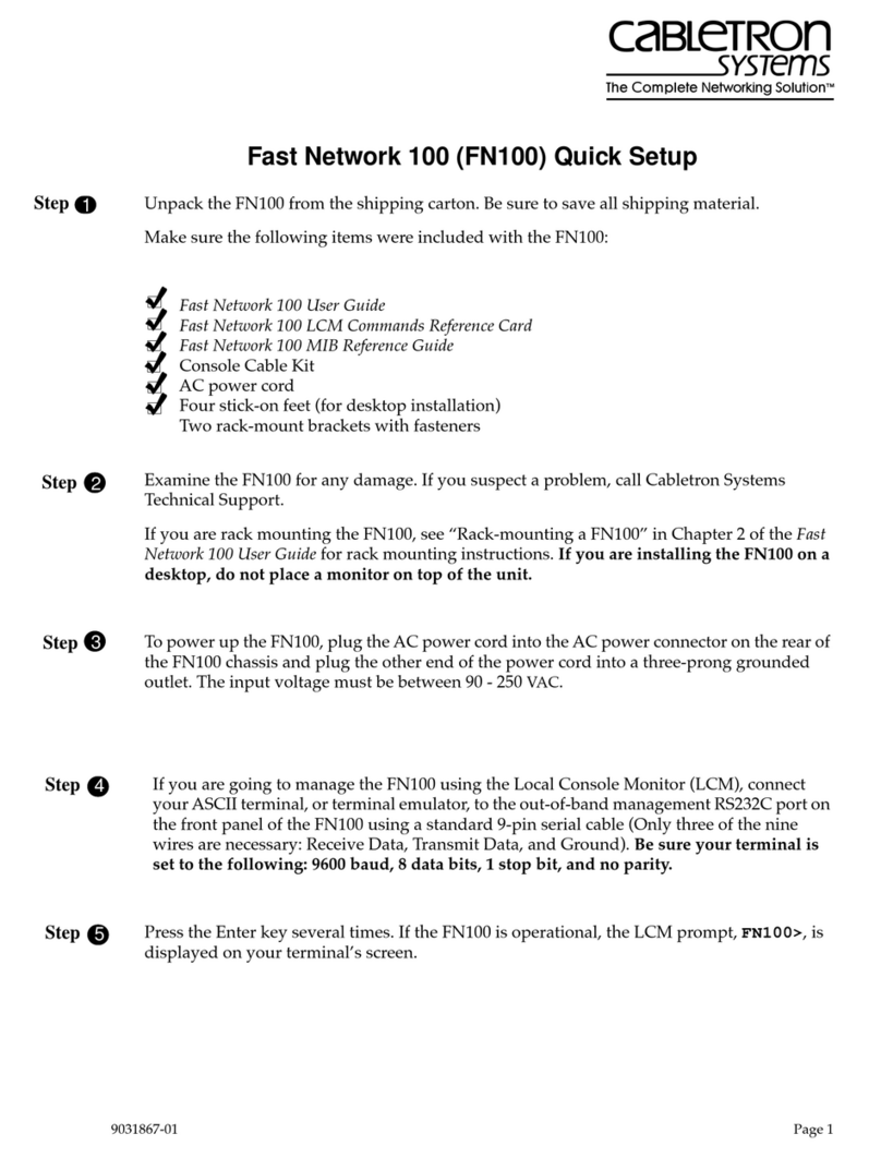 Cabletron Systems FN100 Quick setup guide