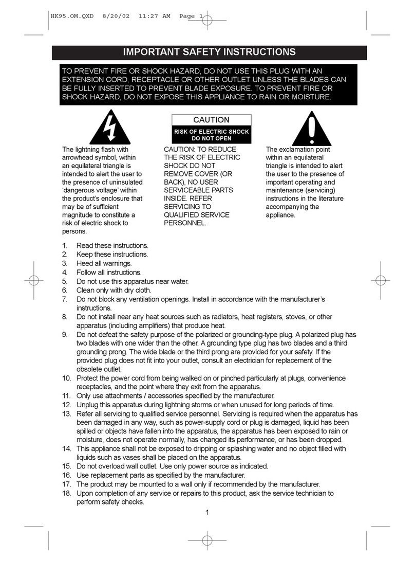 Emerson HK95 Important safety instructions