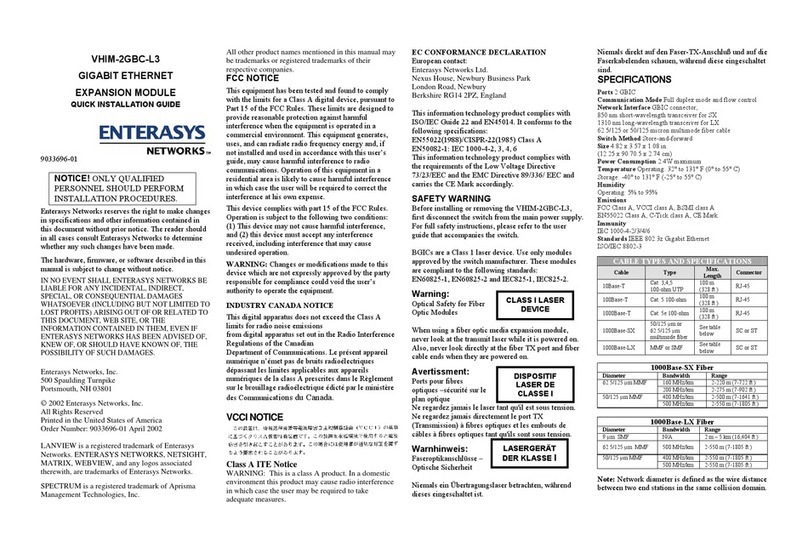Enterasys VHIM-2GBC-L3 Quick installation guide