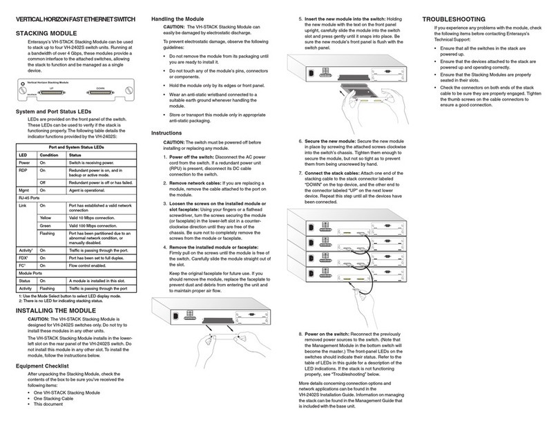 Enterasys VH-STACK Quick installation guide