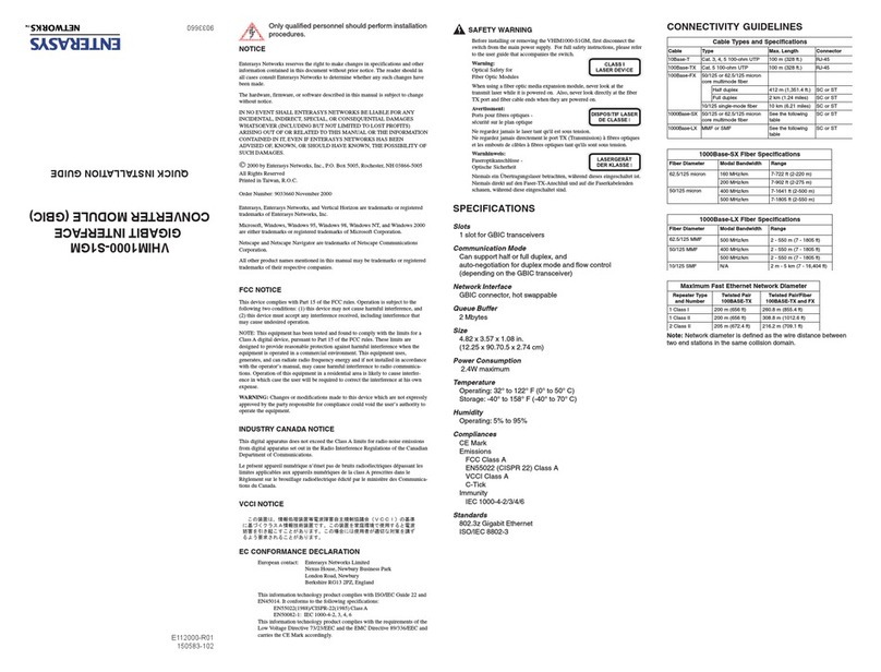 Enterasys VHIM1000-S1GM Quick installation guide