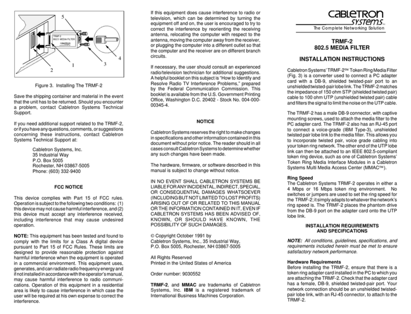 Cabletron Systems TRMF-2 installation instructions