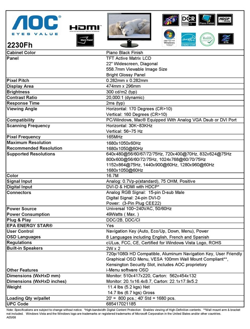 AOC 2230Fh Specifications