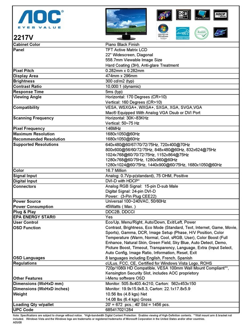 AOC 2217V User manual