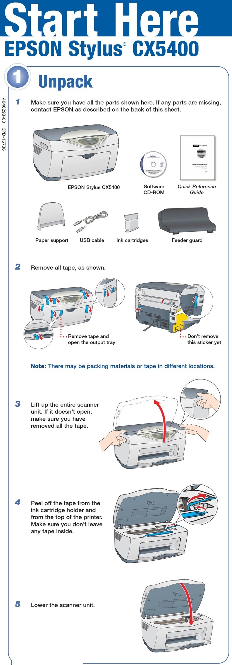Epson CX5400 - Stylus Color Inkjet Instruction Manual