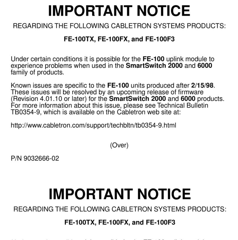 Cabletron Systems 6C105 Important notice