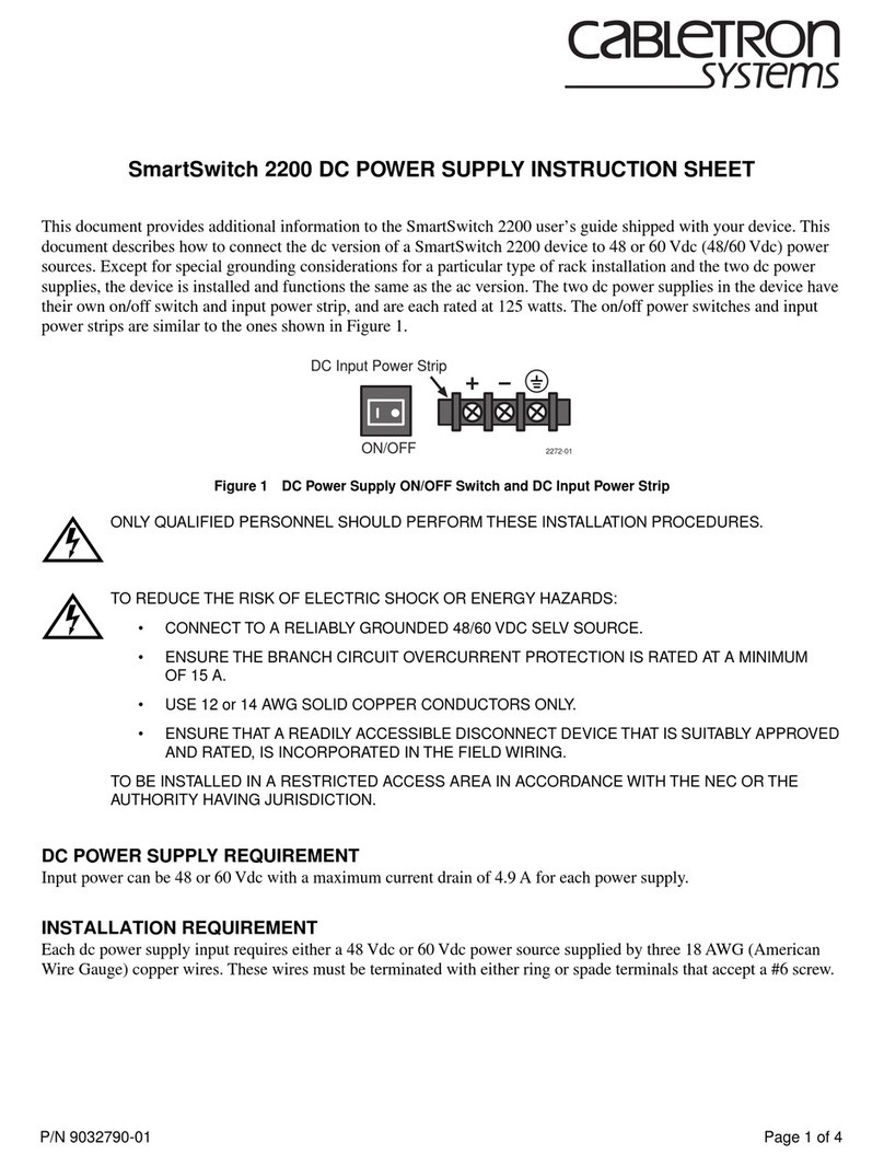 Cabletron Systems SmartSwitch 2200 instruction sheet
