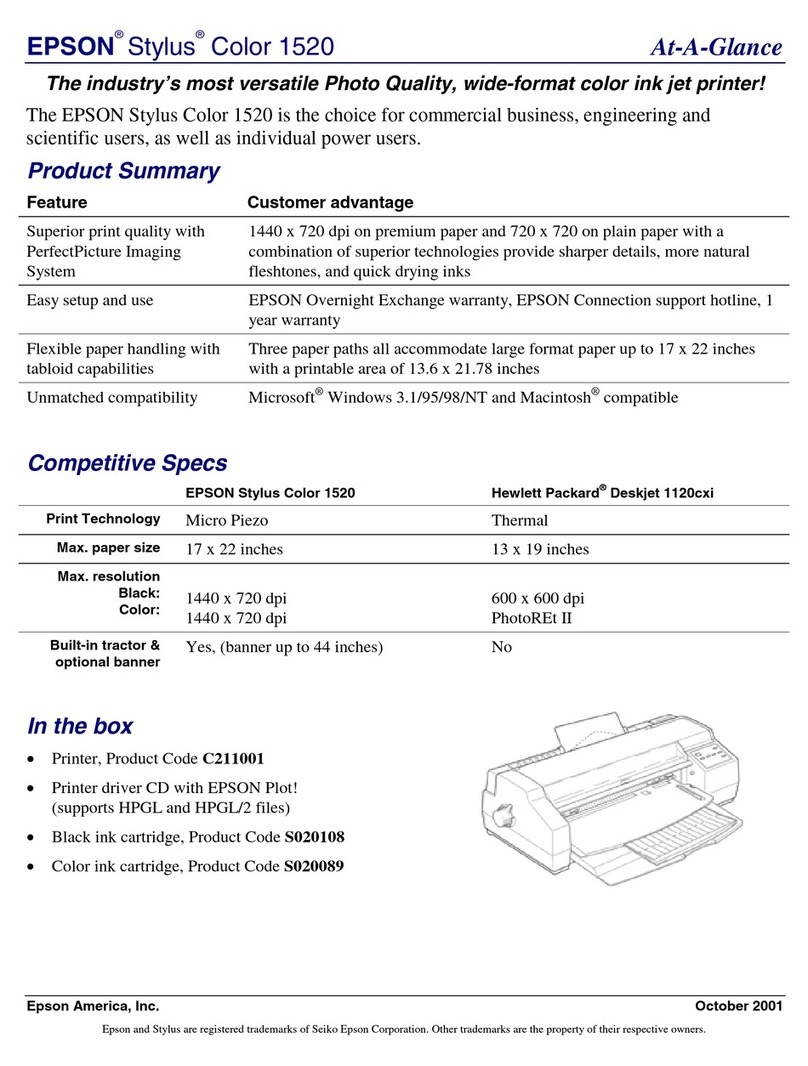 Epson 1520 - Stylus Color Inkjet Printer User manual